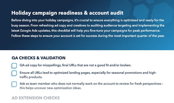 Google ads holiday punch list