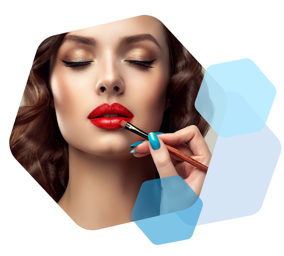 woman applying makeup products purchased through cosmetics fulfillment