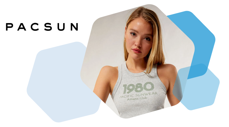 Pacsun logo and model wearing clothing brand shirt